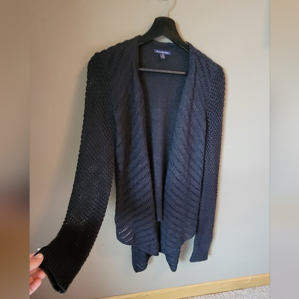 American Eagle Super Soft Comfy Cozy Wool Open Cardigan Sweater Black Size Small